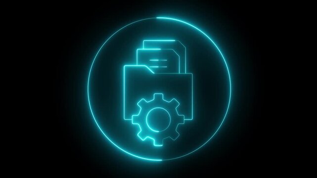 neon Data management icon animation. file handling or data file documentation and customization setting symbol set. file management or folder manager. Suitable for cloud computing concepts designs.