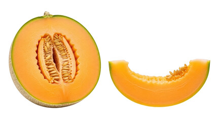 Cantaloupe slices isolated on transparent background