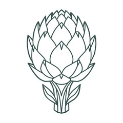 Artichoke icon vegetable illustration for healthy food and vegetarianism diet. Outline drawing depicting fresh ingredients and source of vitamins. Logo for lent image. line engraving. Vector.