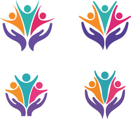 Naklejka premium Vibrant teamwork and support concept with colorful human figures