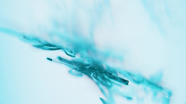 Snowflake crystals under microscope bright field with color filters