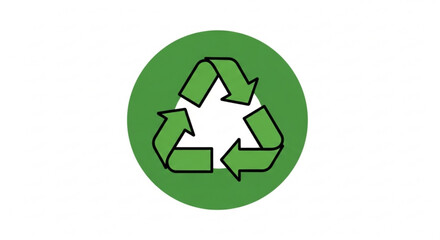 Obraz premium Green recycling symbol icon on circular background representing eco friendly practices and sustainability in a simple design