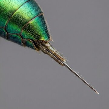 Extreme macro of jewel wasp ovipositor detail