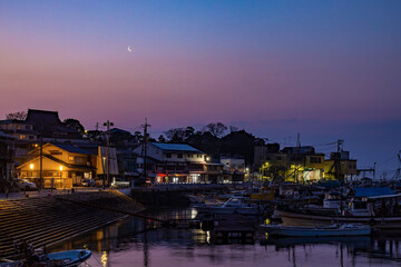鞆の浦　漁港　夜明
