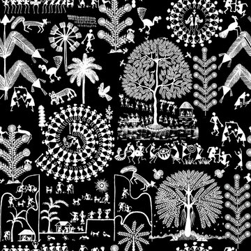 warli black and white allover