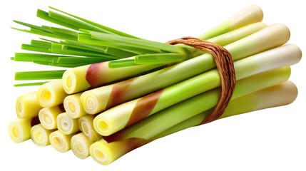Lemon Grass Bundle: A tightly bound bundle of fresh lemongrass stalks, presenting the culinary herb in all its vibrant glory, ready for use. 