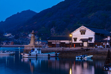 鞆の浦　漁港　夜明