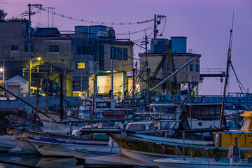 鞆の浦　漁港　夜明