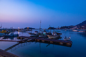 鞆の浦　漁港　夜明