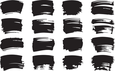 Black brush stroke artistic ink paint texture design elements collection vector Illustration