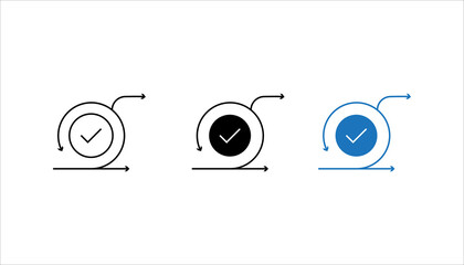 Outline vector icon of a clock inside circular directional arrows symbolizing time management, scheduling, deadline tracking, productivity cycle, and continuous workflow. © Abdul