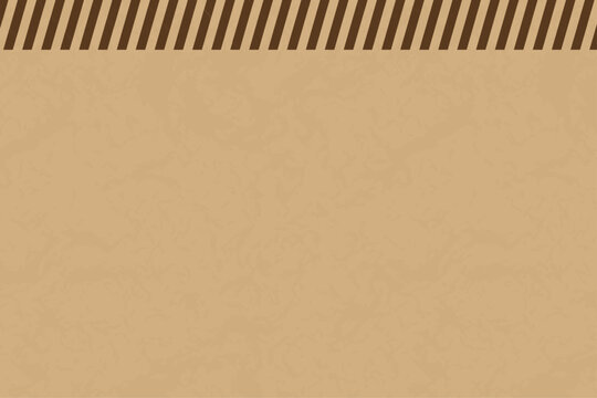 クラフト紙の質感の背景素材、上部に茶色のストライプ柄、ヴィンテージ風テクスチャ