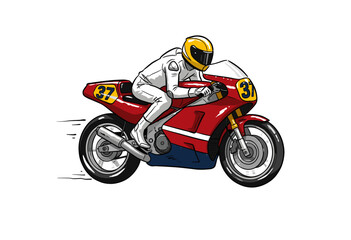 Obraz premium Motorcycle racing print design for t shirt. Fast motorcycle speed challenge artwork. Road racing graphic print design. Extreme sport bike illustration