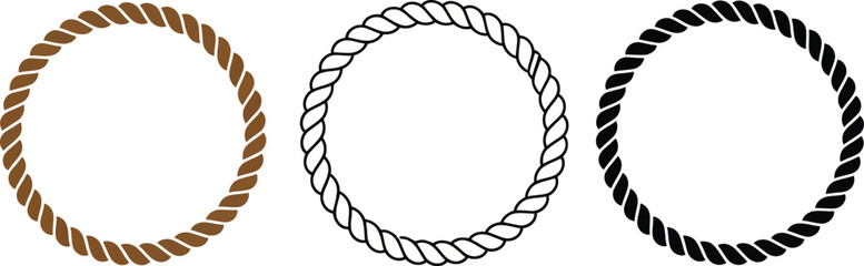 Decorative Rope Circle Frames – Braided Round Border Vector Set © Sheikh