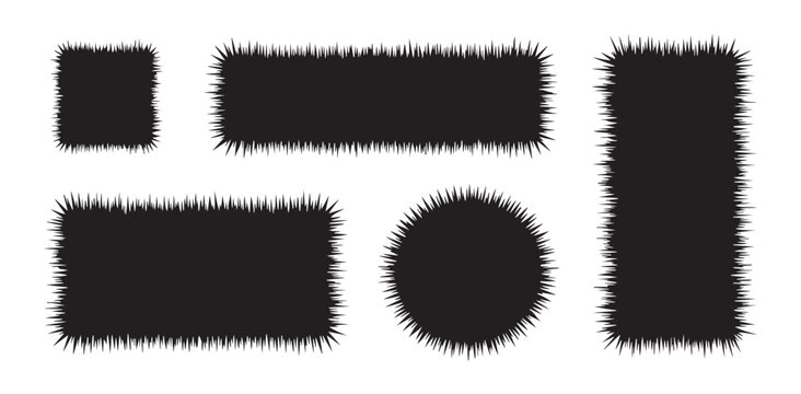 Set of spiky starburst shapes banners labels tags and frames