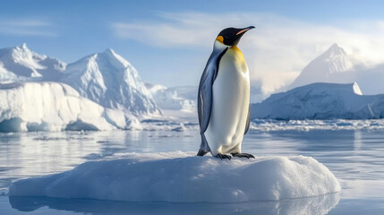 Obraz premium penguin stands gracefully on an ice floe in Antarctica