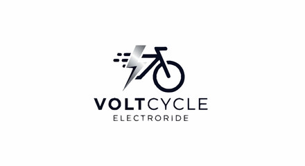 Fototapeta premium Electric Bicycle Logo Design Volt Cycle Electrified Ride.