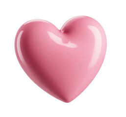 Vibrant Pink heart, Glossy heart 3D render: A perfect Love symbol for Valentine's Day and romantic celebrations.