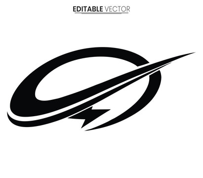 Abstract black shape resembling a planet with a comet trail vector silhouette