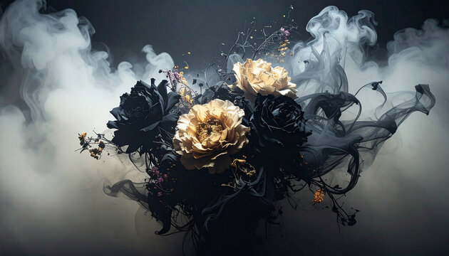 Bunte Blumen  unheimlich  mystisch  digitaler raucheffekt