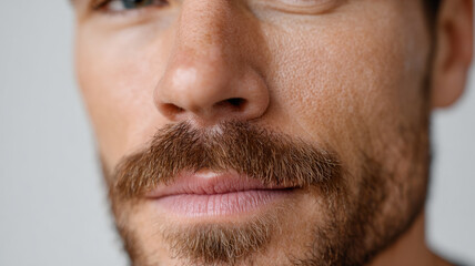 Obraz premium Close-up of confident young man with beard and blue eyes