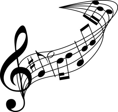representing audio and music elements, including a detailed headset with microphone, a single earphone, musical notes, speaker volume symbols, and various sound.Sound wave animation.Audio sound wave.