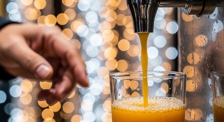 Fresh Juice Being Poured into Glass.