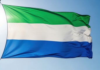 Obraz premium Sierra Leone Flag Waving in Natural Light
