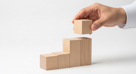 Hand Building Wooden Blocks into Structure.