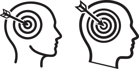 Target goal vector icon concept focused mindset and strategic planning