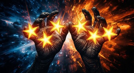 Mystic Hands with Glowing Energy Stars.