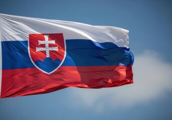 Slovakia Flag Waving in Bright Daylight