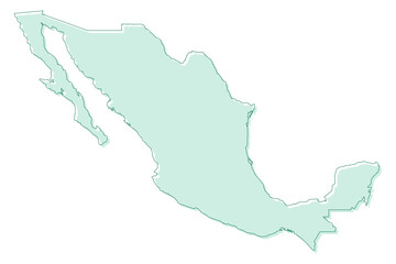 Fototapeta premium Soft Green Simple with Outline Mexico Map American Country