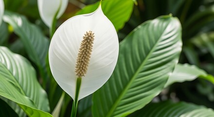 Tropical Peace Lily Blossom Detail In Garden