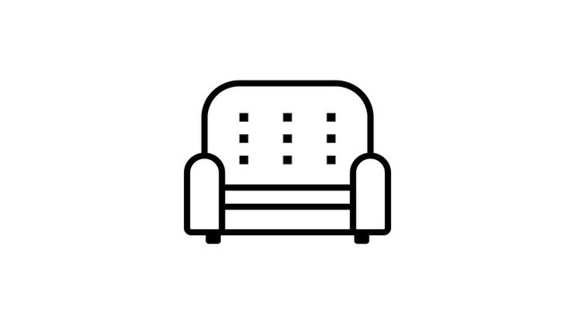 Black armchair icon animation isolated on white background