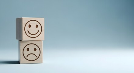 Stack of Two Cubes Showing Happy and Sad Faces