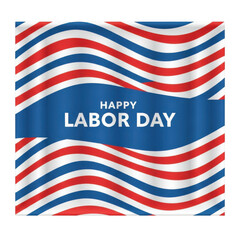 Colorful labor day celebration with wavy lines and text greeting isolated on transparent background