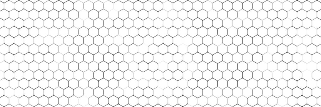 Honeycomb mosaic hexagons background. Black honeycomb on a white background. Plain hexagon grid with bold cells. Hexagon cells. EPS vector illustration