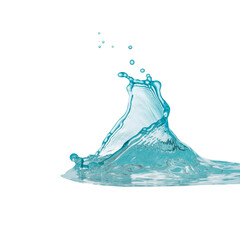 Dynamic Water Splash: A Vibrant Blue Fresh Liquid Motion Against White