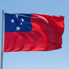 Naklejka premium Samoa Flag Waving in Bright Daylight