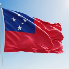 Naklejka premium Samoa Flag Waving in Bright Daylight