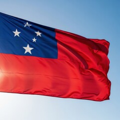 Naklejka premium Samoa Flag Waving in Bright Daylight