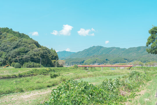 日本の山口県の岩国の田舎風景