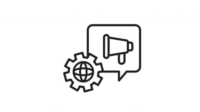 Animated Global Marketing Strategy Icon for Digital Campaign Management