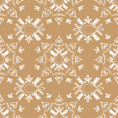 Fototapeta premium white beige floral geometric seamless pattern