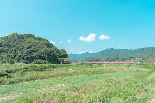 日本の山口県の岩国の田舎風景