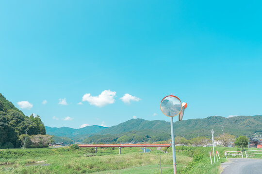 日本の山口県の岩国の田舎風景