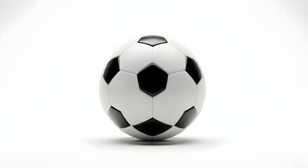 Fototapeta premium Standard association football or soccer ball centered on a white background with a soft shadow, ideal for competition and tournament posters