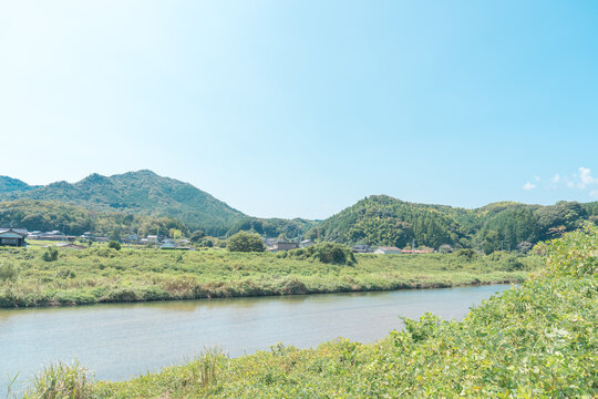 日本の山口県の岩国の田舎風景