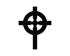Obraz premium Black Celtic Cross Symbol with Floral Knotwork Design Elements